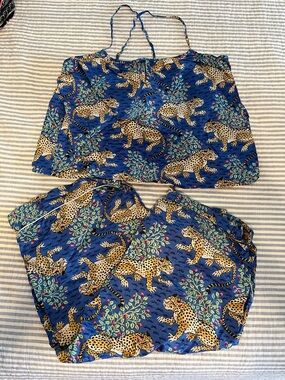 Printfresh Blue Leopard Print Pajama Set